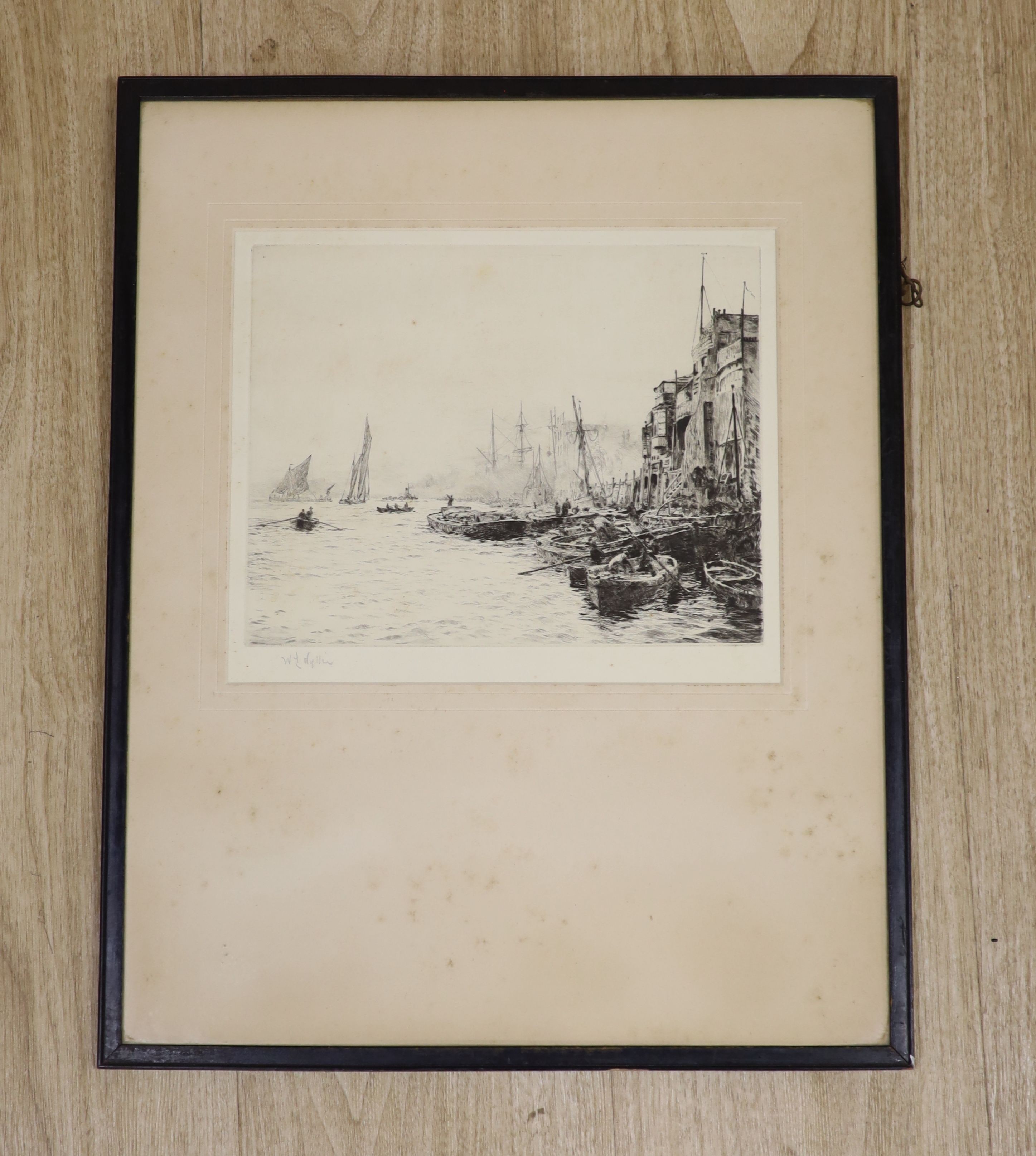 William Lionel Wyllie (1851-1931), etching, Old Limehouse, signed in pencil, 20 x 25cm